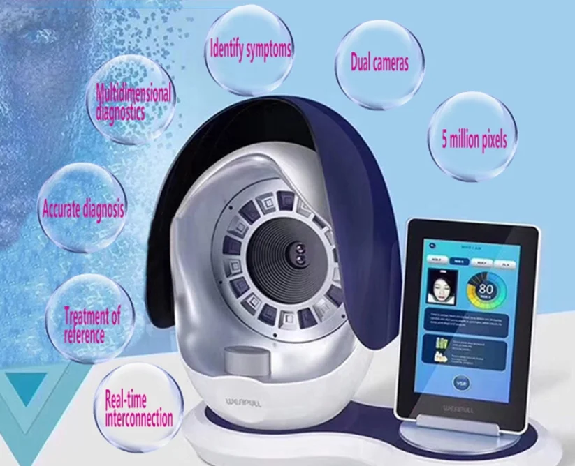 Новейший портативный анализатор кожи для ухода за кожей лица с системой анализа