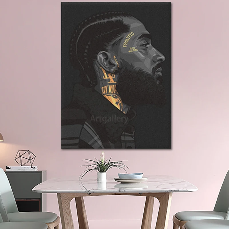 Постер Nipsey Hussle Rapper Картина на холсте в рамке настенное искусство декор для
