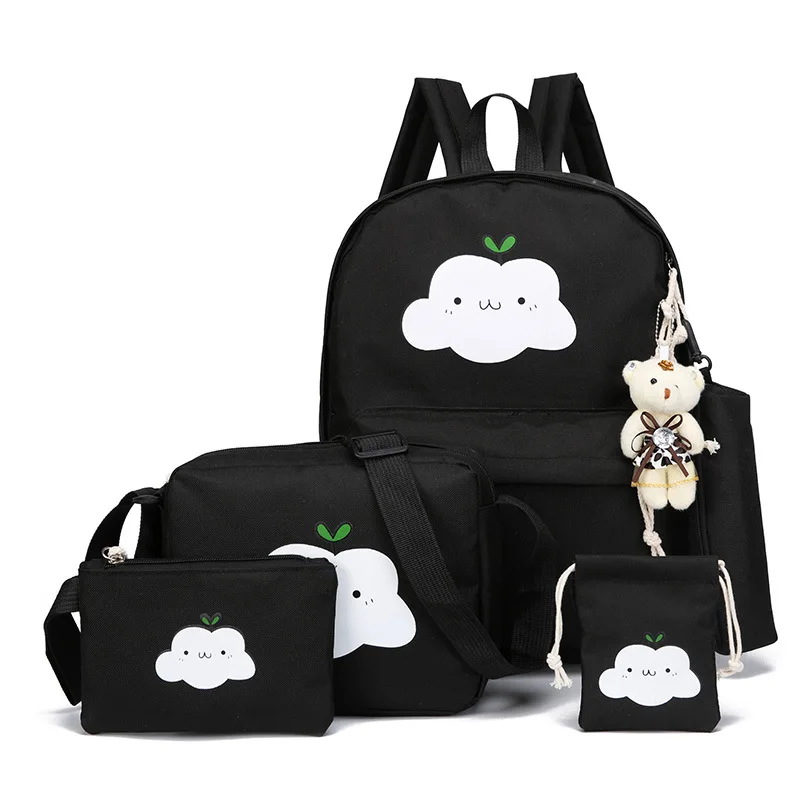 Children School Bags for Girls Backpacks Cartoon Print Kids Backpack Boys Shoulder Bags Student Laptop Canvas Backpacks 5pcs/set