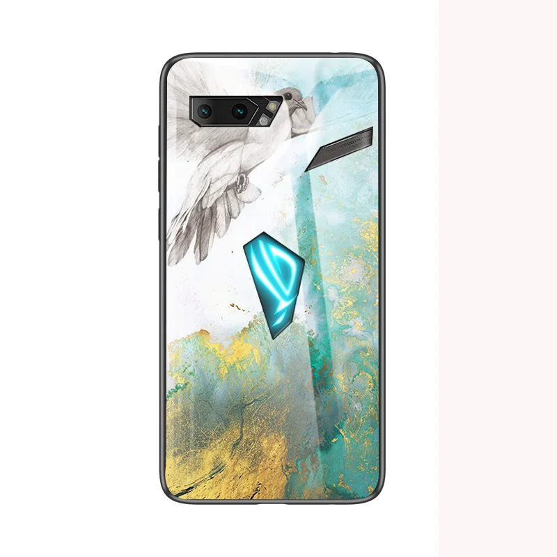 Чехол для Asus ROG Phone 2 ZS660KL, роскошный стеклянный мраморный стеклянный гибридный мягкий силиконовый Жесткий Чехол для Asus ROG 2, чехол для телефона - Цвет: 2