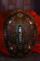 tibet temple collection old tibetan silver mosaic filigree dzi beads turquoise skull head kapala bowl cup gabala bowl town house