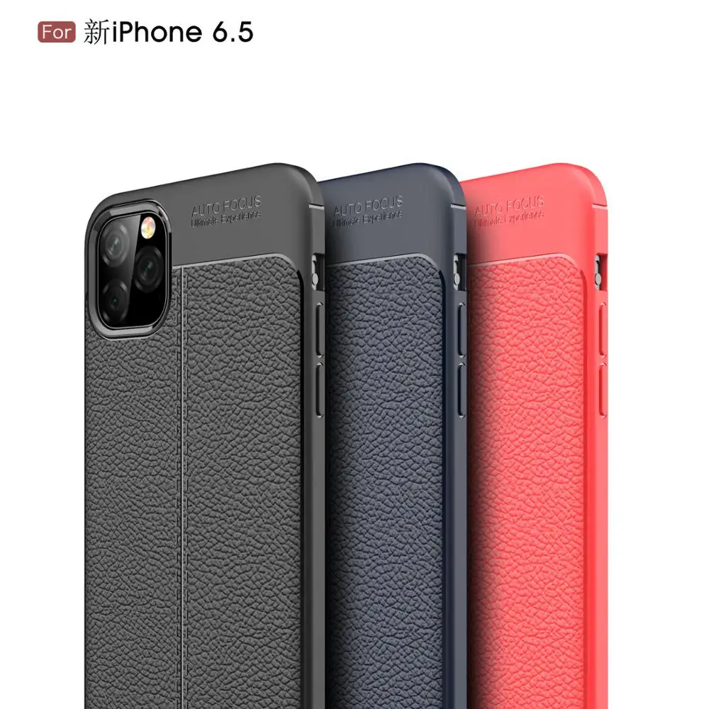 KEYSION Phone Case for iPhone 11 Pro Max Litchi leather texture TPU silicone Shockproof Black Cover 2019 | Мобильные телефоны и