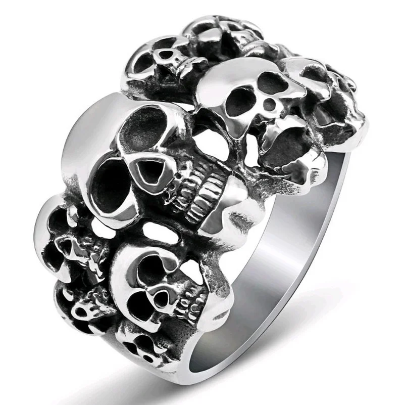 

Creative Vintage Skull Head Male Rings for Men Punk Style Party Gothic Finger Rings Jewelry Gift Rings for Women Gothic