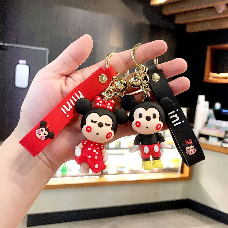 Брелок для ключей Микки Маус из мультфильма Disney милая цепочка с рисунком Минни