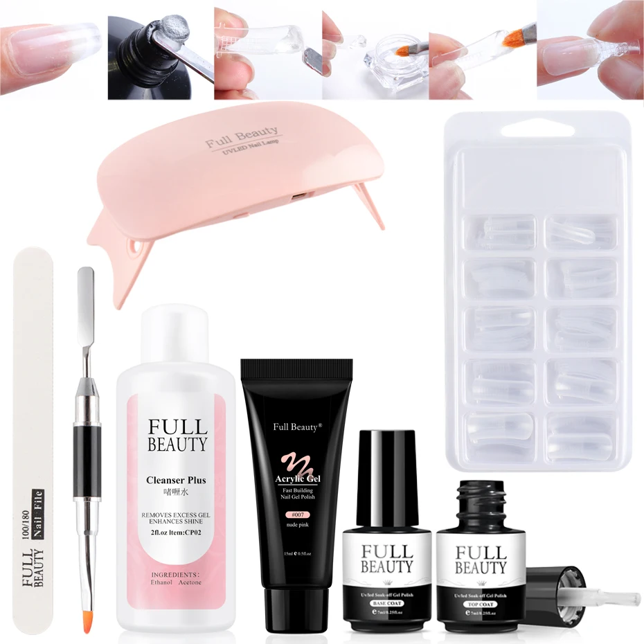 Набор акриловых гель лаков для ногтей 15 мл быстрое строительство УФ Гель лак