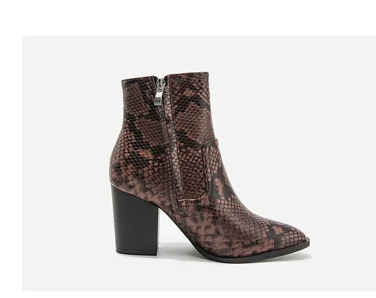 

Snakeskin Pattern Short Boots High Heels Fashion Autumn Ankle Boots For Women