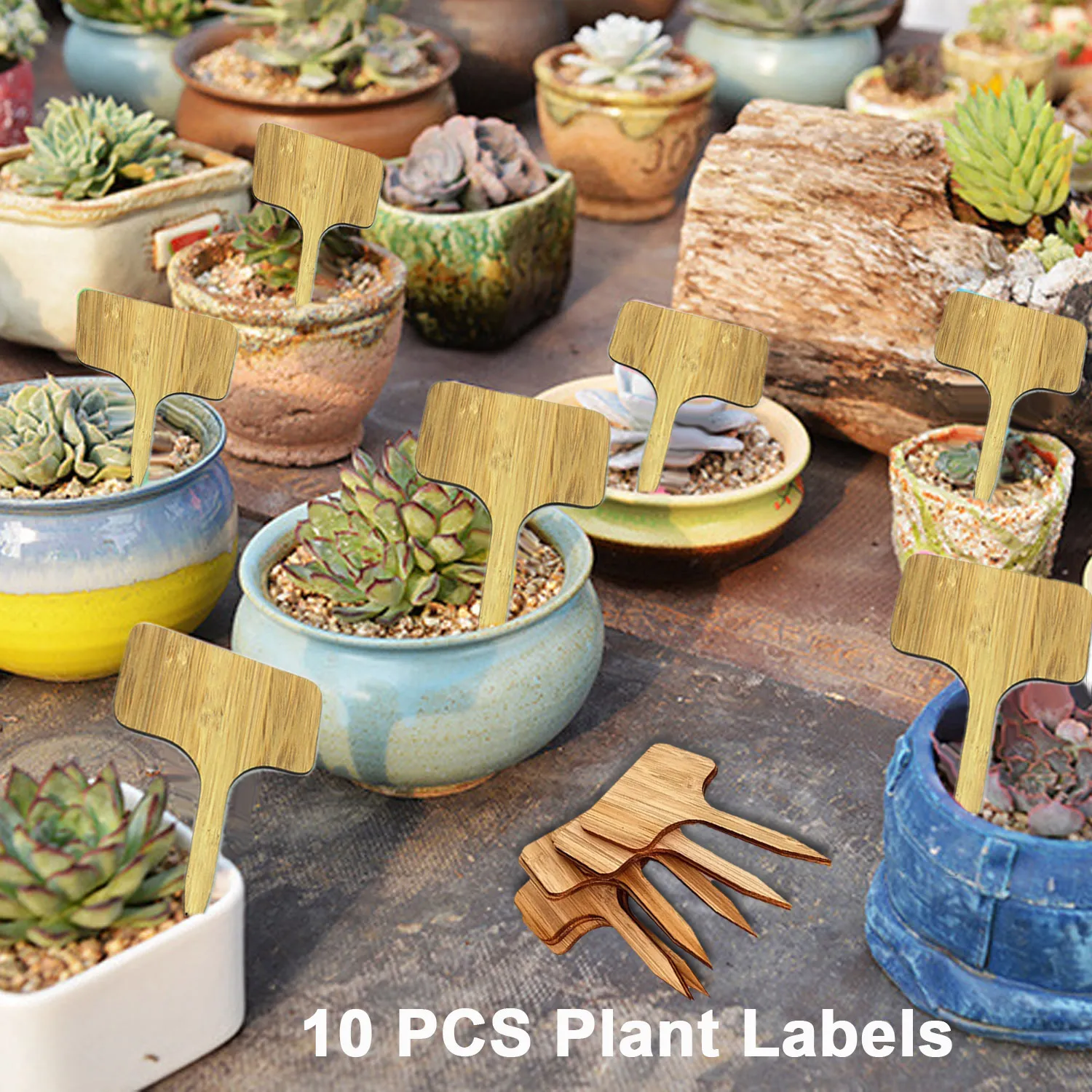 10 шт бамбуковые прослойки в ярлыки завода Экологичные Т Тип деревянные знак теги