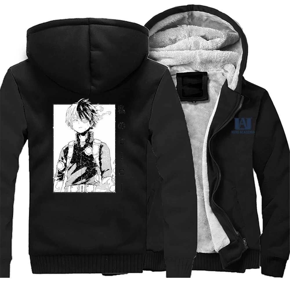 

Мужская Флисовая Толстовка с капюшоном и надписью «My Hero Академия»