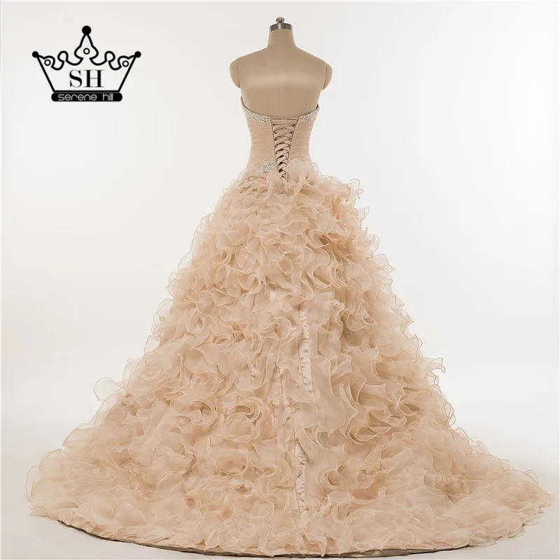 Настоящая фотография Розовый корсет с оборками свадебное платье бисером бальное