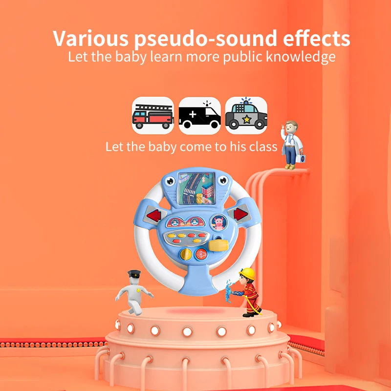 

IKAUOIE Children Steering Wheel With Light Sound Funny Baby Simulation Copilot Traffic Driving Car Gift Kids Toys