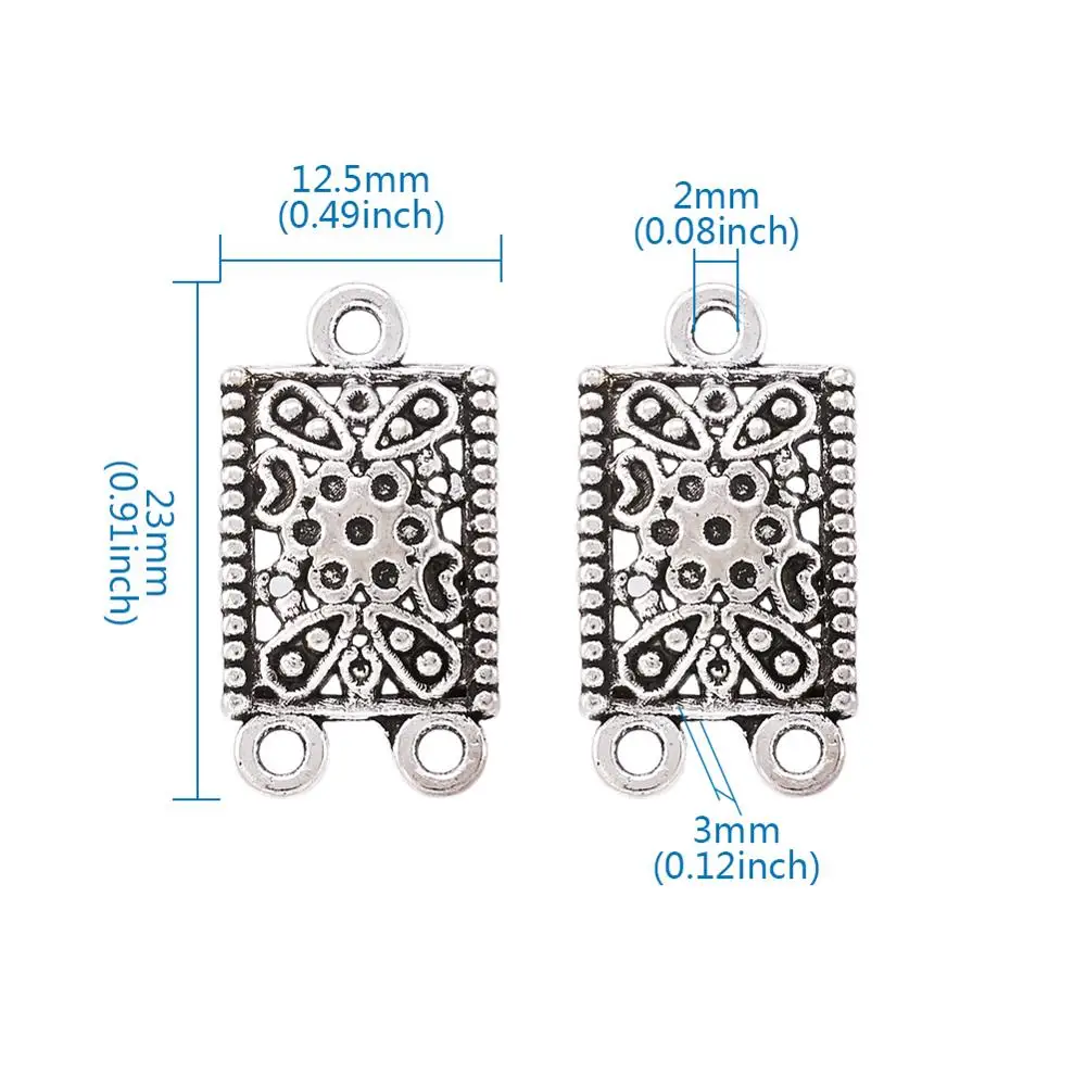 23x12.5x3mm 20 шт Античная Серебряная шляпа/цветок/луна-образный Тибетский Стиль Люстра компоненты звенья соединители для DIY серьги ожерелье изготовление - Цвет: 23x12.5x3mm