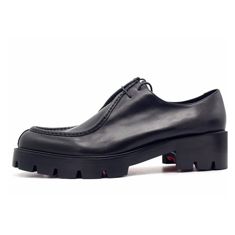 Мужские туфли с острым носком красные повседневные из натуральной кожи на