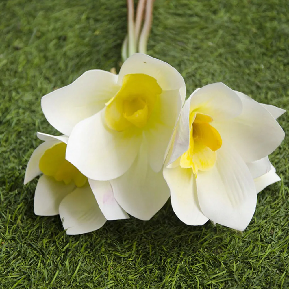 Искусственные цветы с 4 головками Cymbidium Свадебный букет ручной работы для