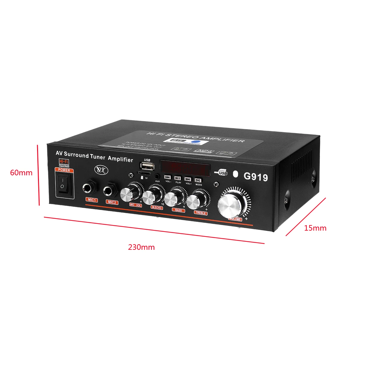 

Audew DC12V AC 220V 800W Audio Stereo Amplifier bluetooth Remote Control Car Amplifier Speaker Amplifier High Performance
