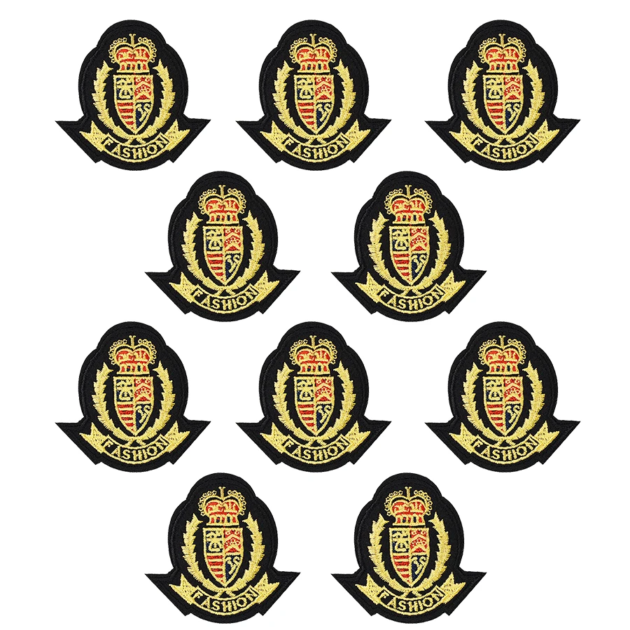 10 шт. нашивка с вышивкой в виде короны для одежды золотая вышивка аппликация
