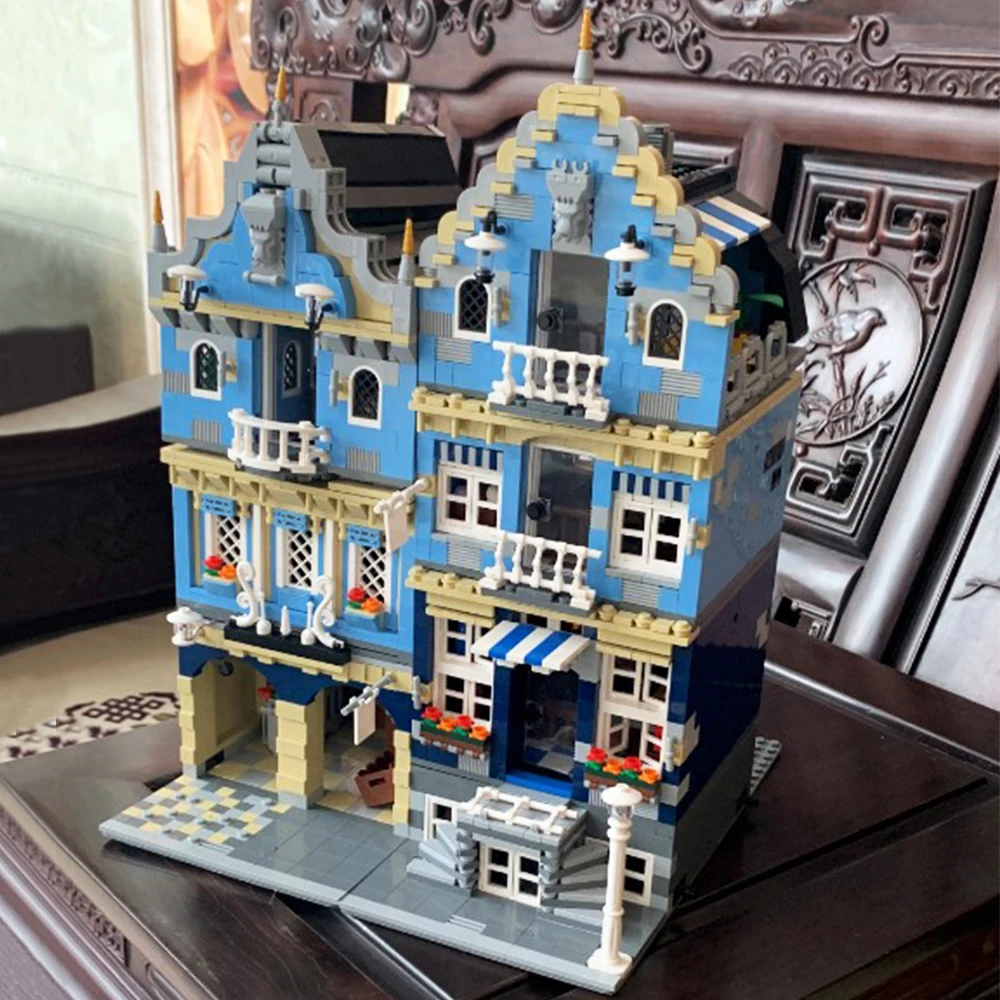 

Ideas Creative Expert Street View Market Street House 3016pc Moc Modular brick Model Building block toy Brick Bank Bookshop