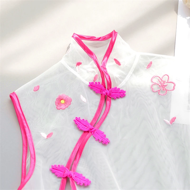 Сладкий китайский Cheongsam Babydoll сексуальное женское белье с цветочной вышивкой