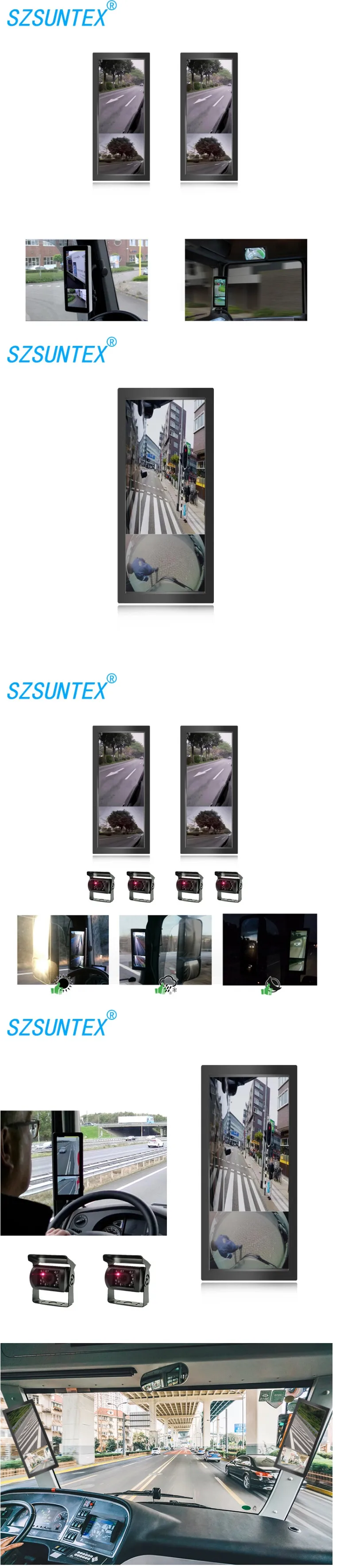 12,3 дюймов Высокое разрешение HD electronical 2 канала MirrorEye монитор DVR для грузовиков и автобусов