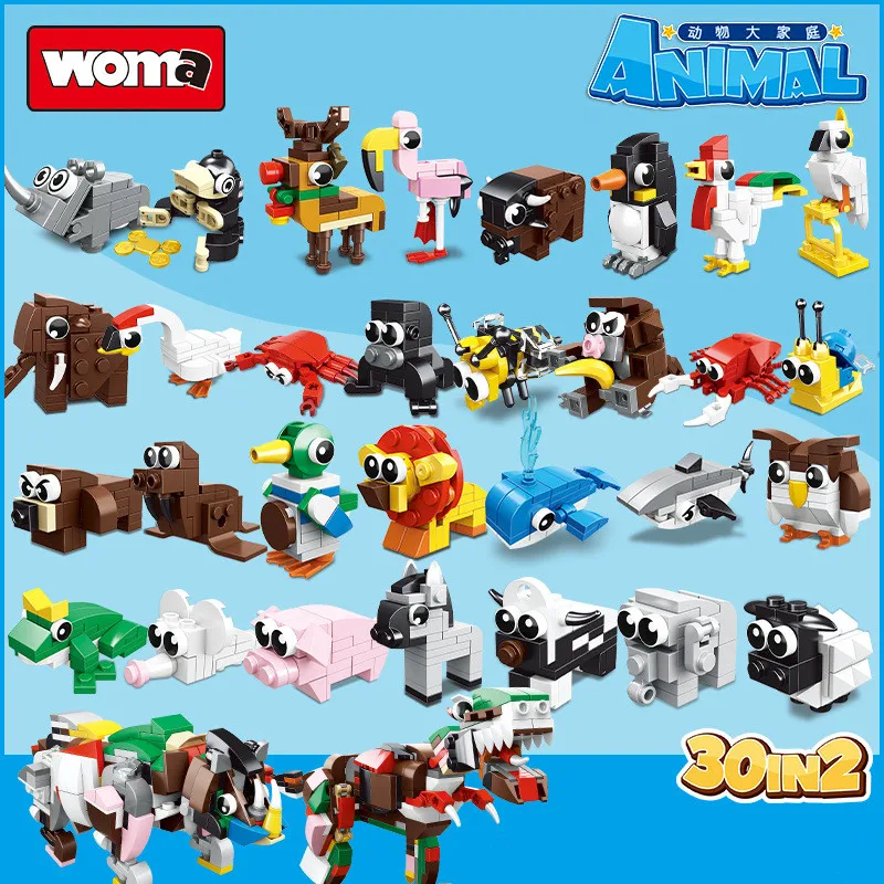30in2 конструктор Радужный цвет динозавр строительные блоки животные Лев Слон