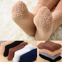 winter warm fluffy socks in womens socks cute soft elastic coral velvet socks indoor floor towel socks breathable pure colors