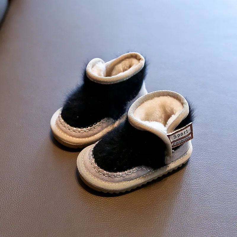 2019 зимние ботинки для малышей плюшевые маленьких девочек и мальчиков теплые на