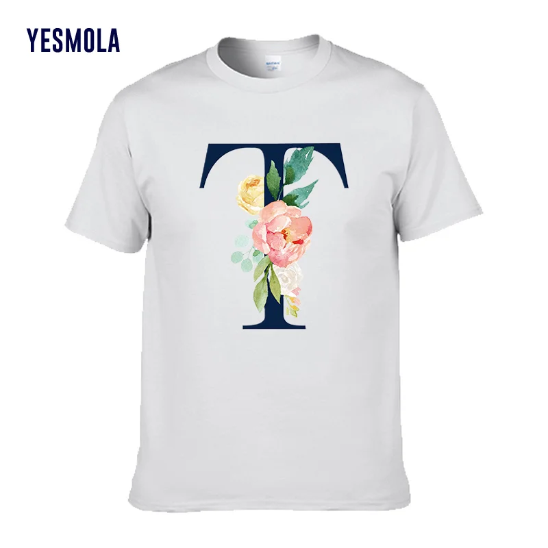 

Custom T-shirt Flower Letter Font "T" Summer Custom Fashion Short-sleeved High Quality Custom Men and Women T Shirt