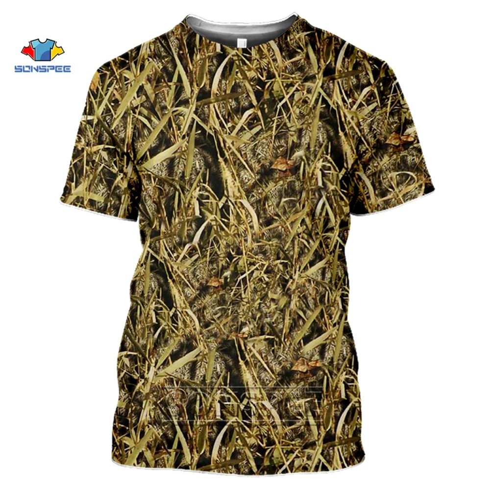 SONSPEE Outdoor Hunting Camouflage T-shirt Men 3D Print Summer Cool Military Tops Sport Camo Camp Gym Tees Shirts Mens Clothes | Мужская