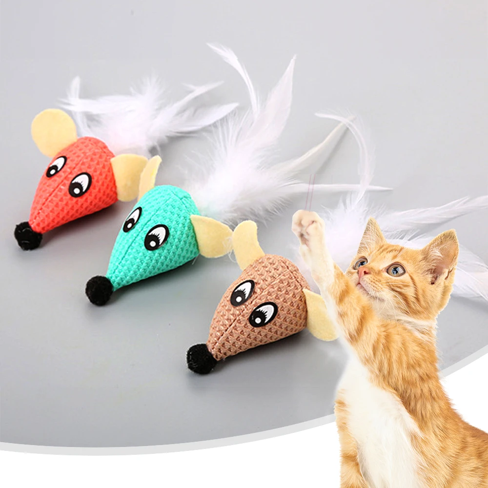 Плюшевая игрушка для кошек забавная в форме мыши с котенком жевательная товары
