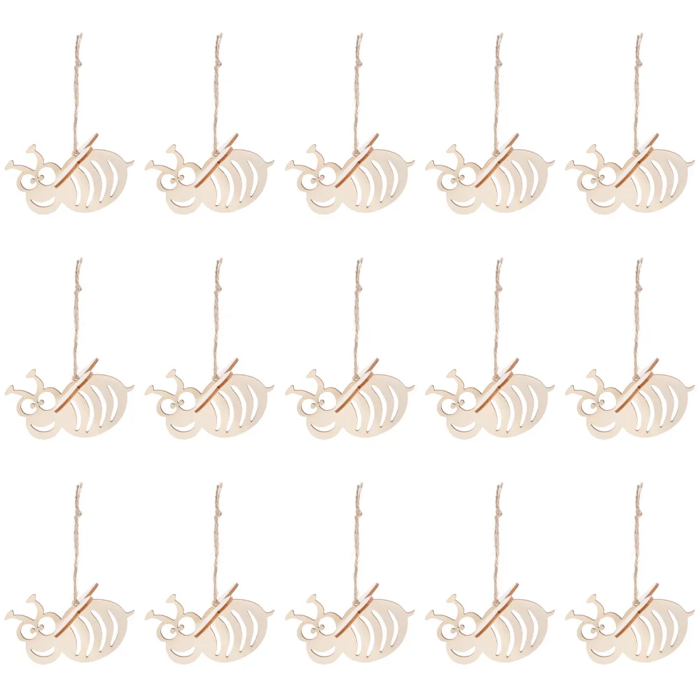 

20pcs Creative Hollow-out Bee Decors Wooden Bee Hanging Decors Craft Pendants