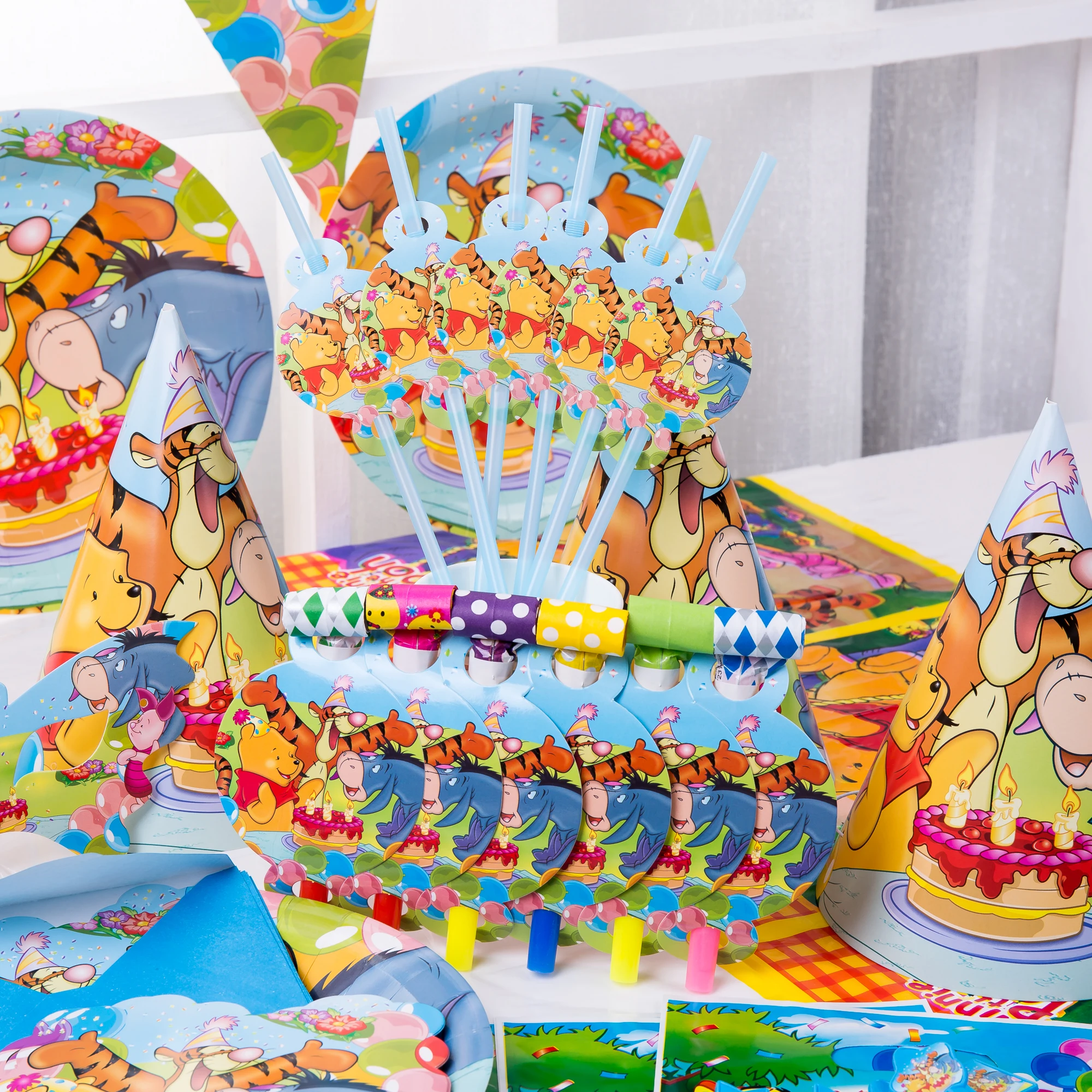 Украшения для дня рождения мультяшный медведь тематическая одноразовая посуда с