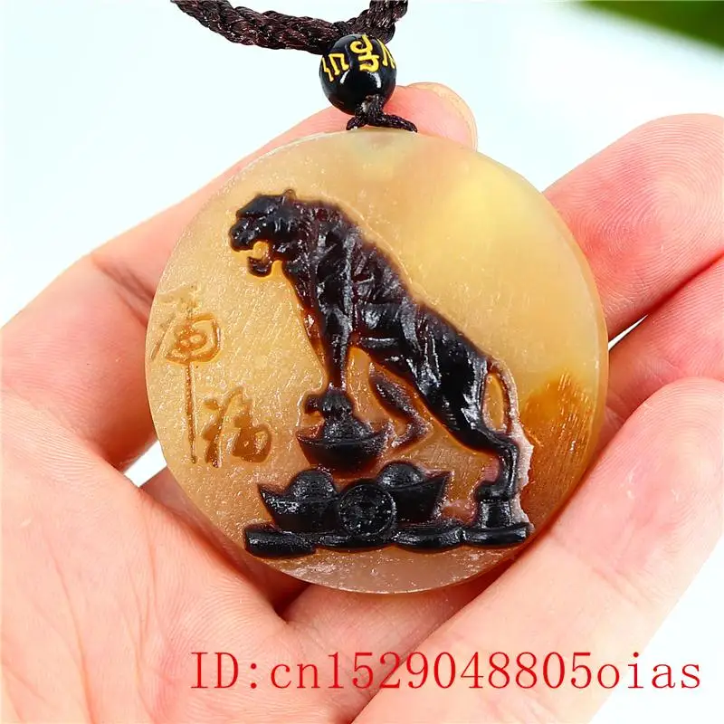 Ox рожок ожерелье C подвеской в виде тигра Китайские коллекционные вещи модные