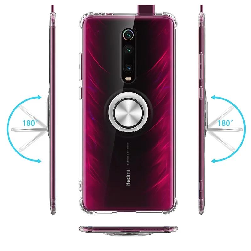 Чехол для Oneplus 7 Pro ударопрочный прозрачный Стенд колец на палец Магнитный чехол One