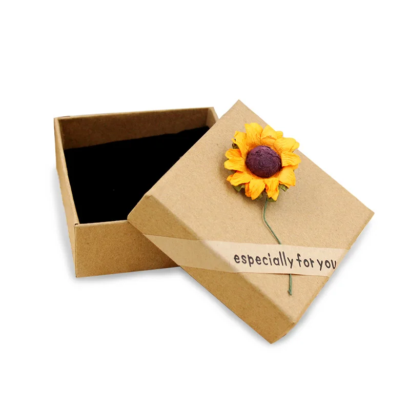 10 шт. винтажная Подарочная коробка из крафт-бумаги с высушенными подсолнухами и