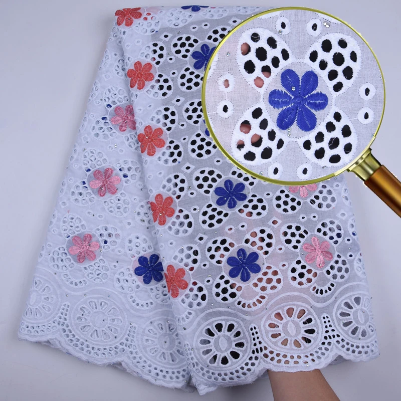 Африканская нигерийская ажурная кружевная ткань Высококачественная хлопковая с