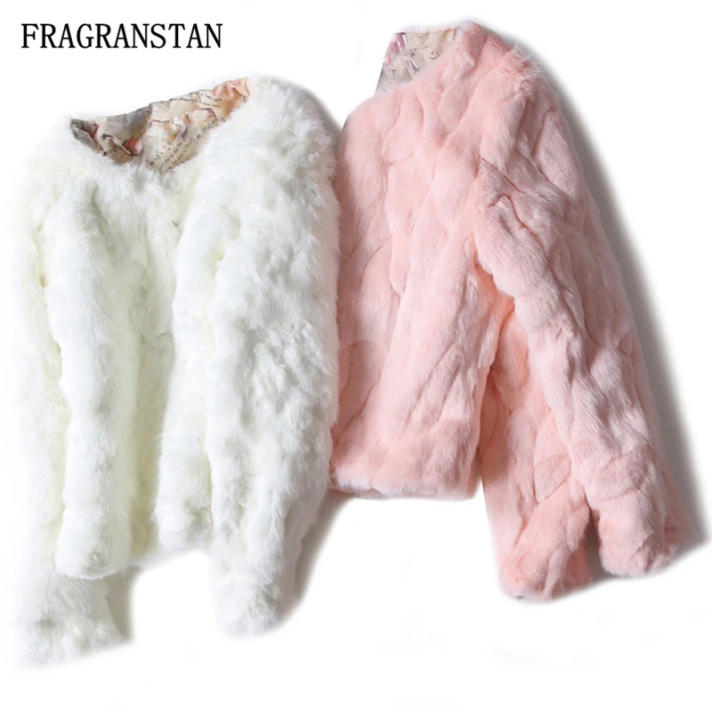 Осенне зимнее Новое модное женское милое пальто из искусственного кроличьего