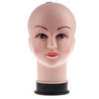 2xpvc female bald mannequin head model wig making hat glasses display stand 1
