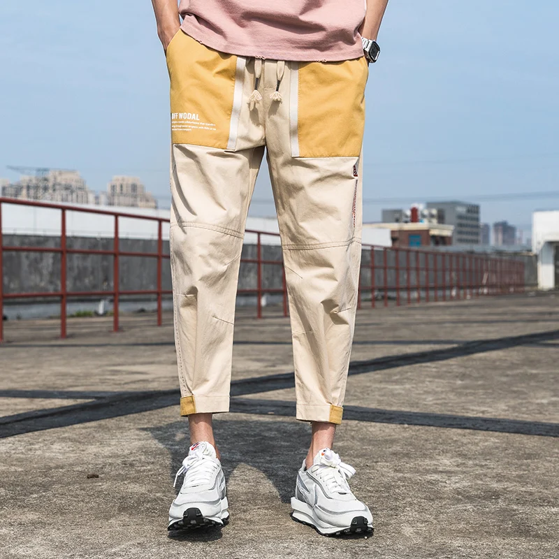Мужские брюки карго SingleRoad летние цвета хаки с карманами по бокам в стиле хип хоп