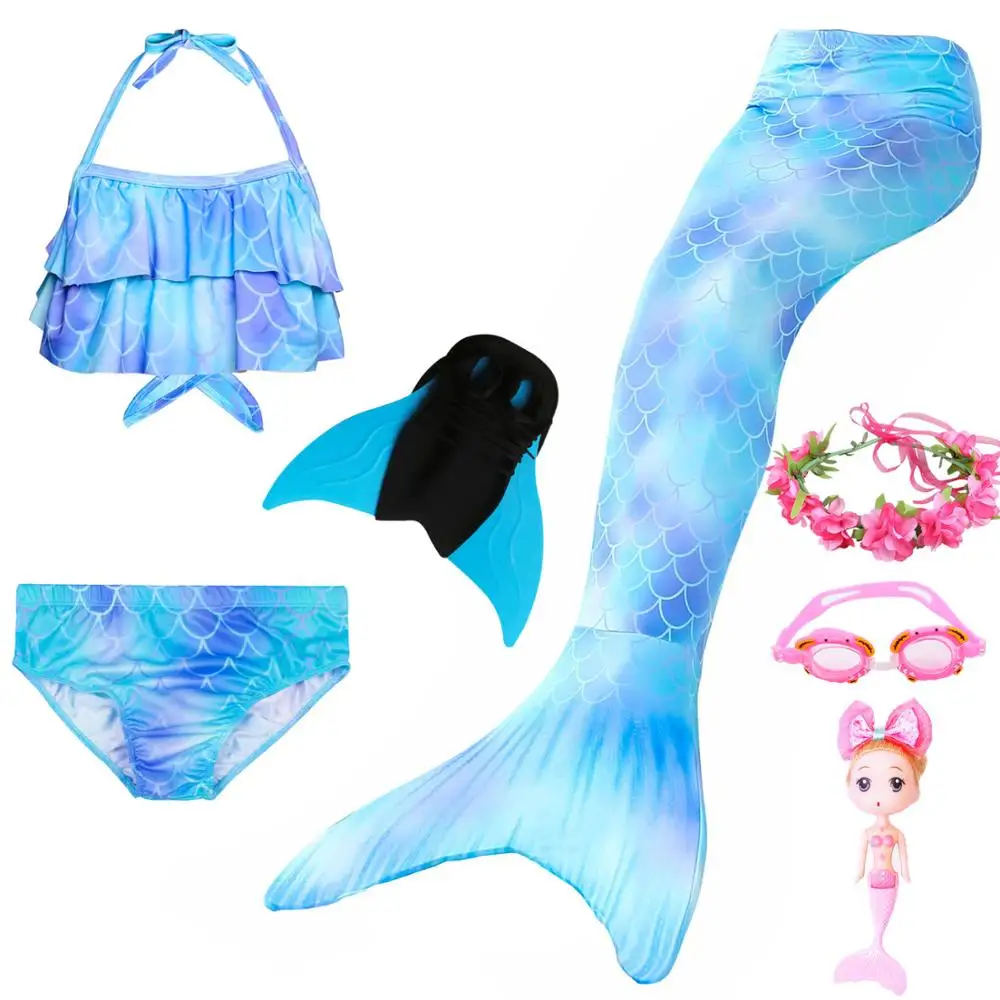 Детский купальный костюм с хвостом русалки летнее бикини платье для девочек