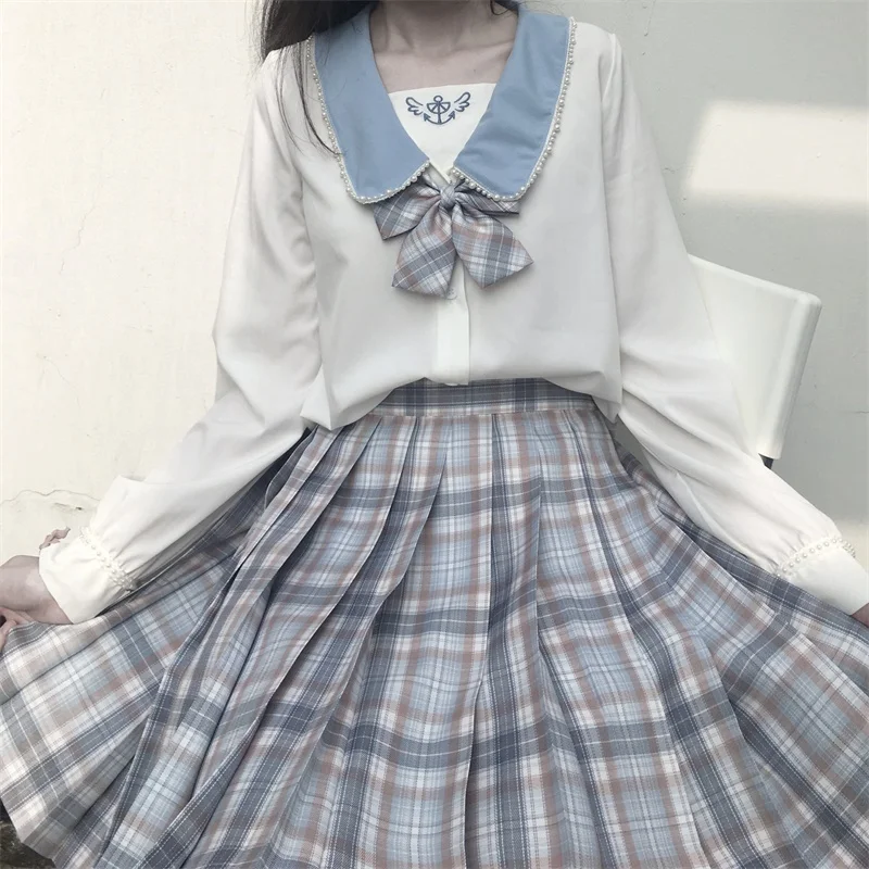 Женский студенческий комплект Kawaii JK в японском стиле весна-осень 2020 белая блузка