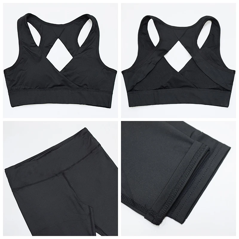 

WOHUADI Seamless Ombre Women Gym Sexy cross back Tight Sports Bra Leggings Set Clothes Workout Fitness Sportswear Sports Suit