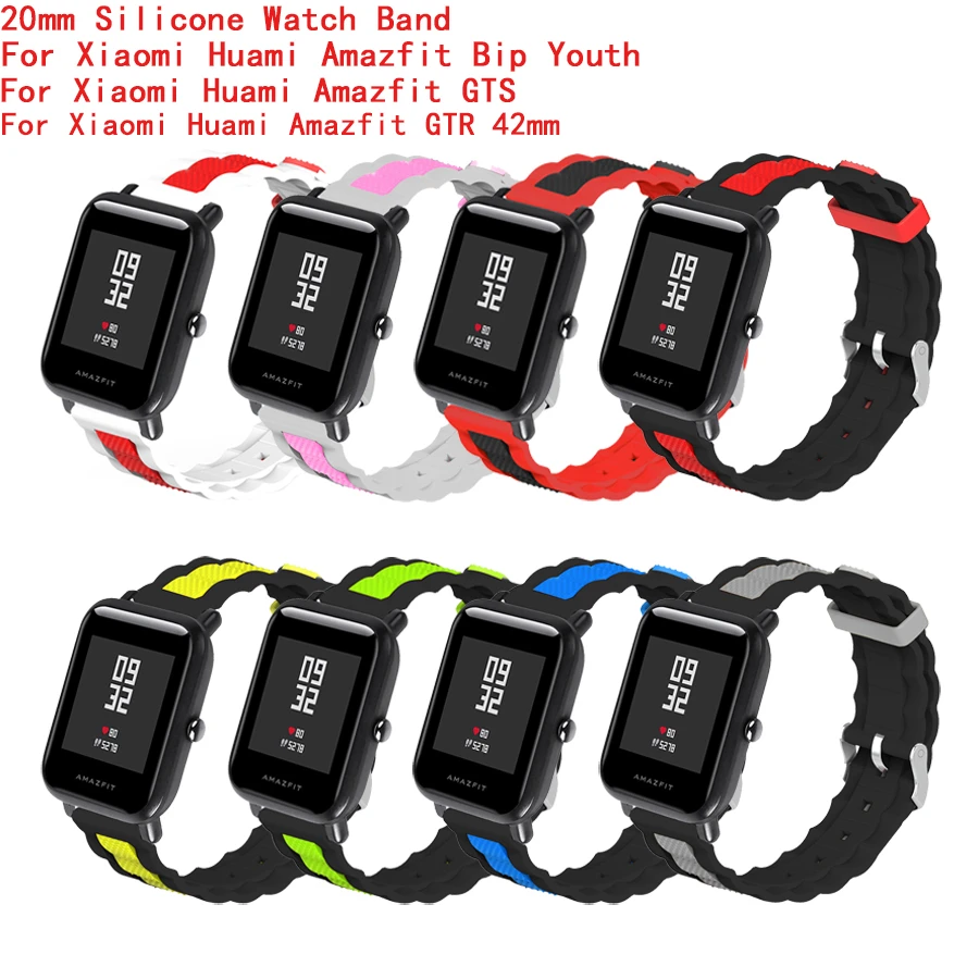 

20mm Silicone Watch Band For Amazfit Bip Strap Sport Bracelet for Huami Amazfit Bip Youth Wrist band Smart Watch Accessories