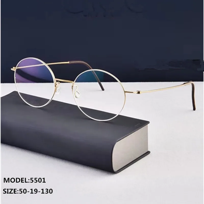 

Denmark Brand Pure Titanium Glasses Frame Men Round Screwless Ultralight Prescription Eyeglasses Women Optical Eyewear Oculos De