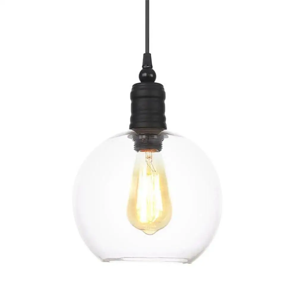 Черный подвесной светильник с прозрачными Стекло Абажур современные в середине