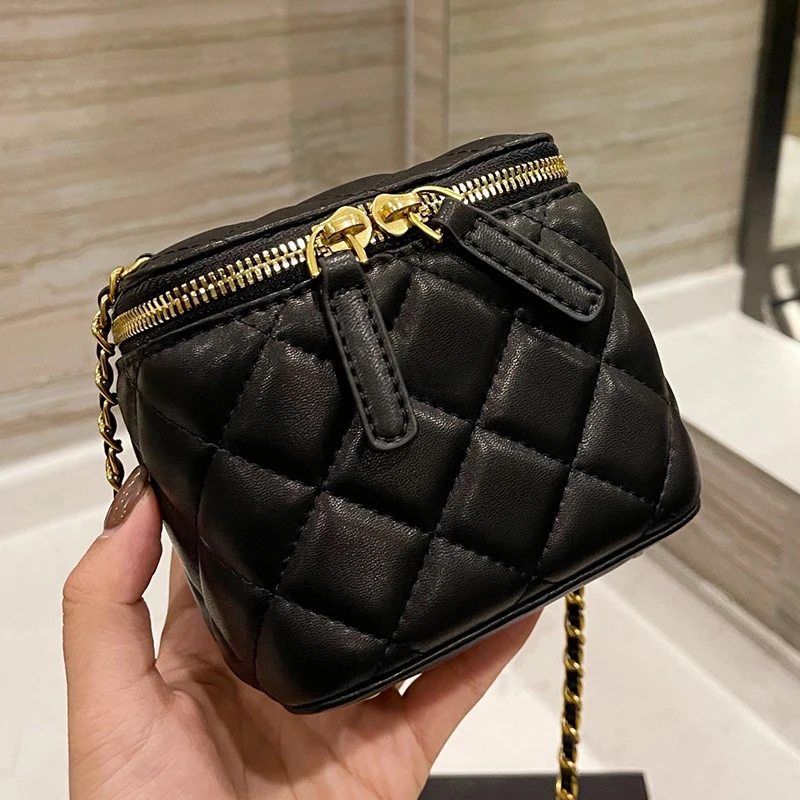

New Women Mini Vintage Zipper Box Bag Fashion Diamond Lattice Shoulder Bag Purse Casual Clutch Handbag Messenger Crossbody Bag