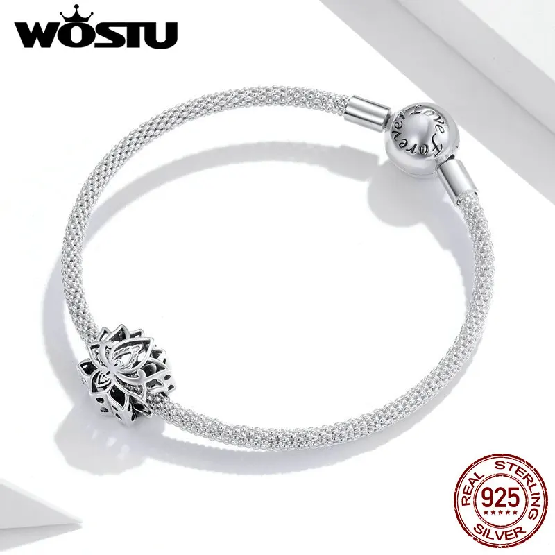 Женский браслет из стерлингового серебра 925 пробы с изображением цветущих бусины