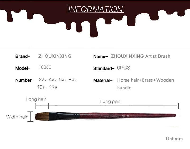 6 шт./компл. кисти для живописи маслом голова ласка волос кисть рисования акрилом