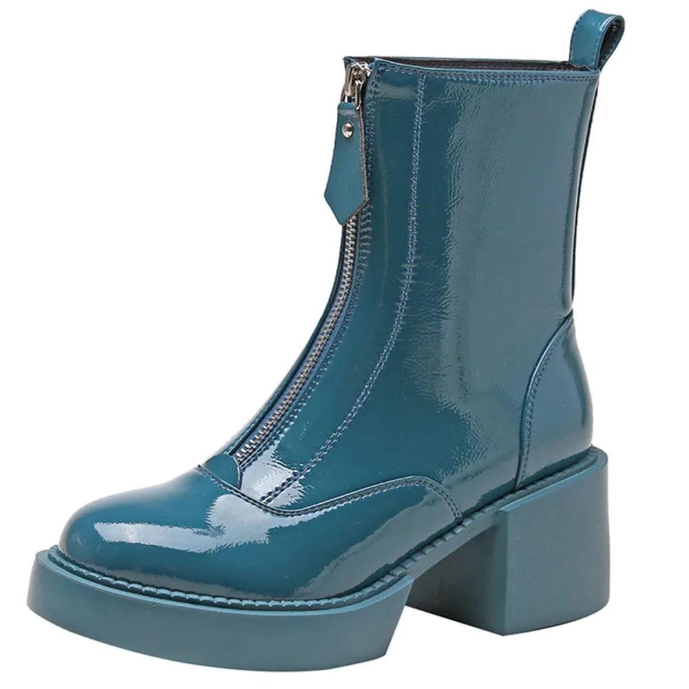 

Женские ботильоны на среднем каблуке, из натуральной кожи, на молнии