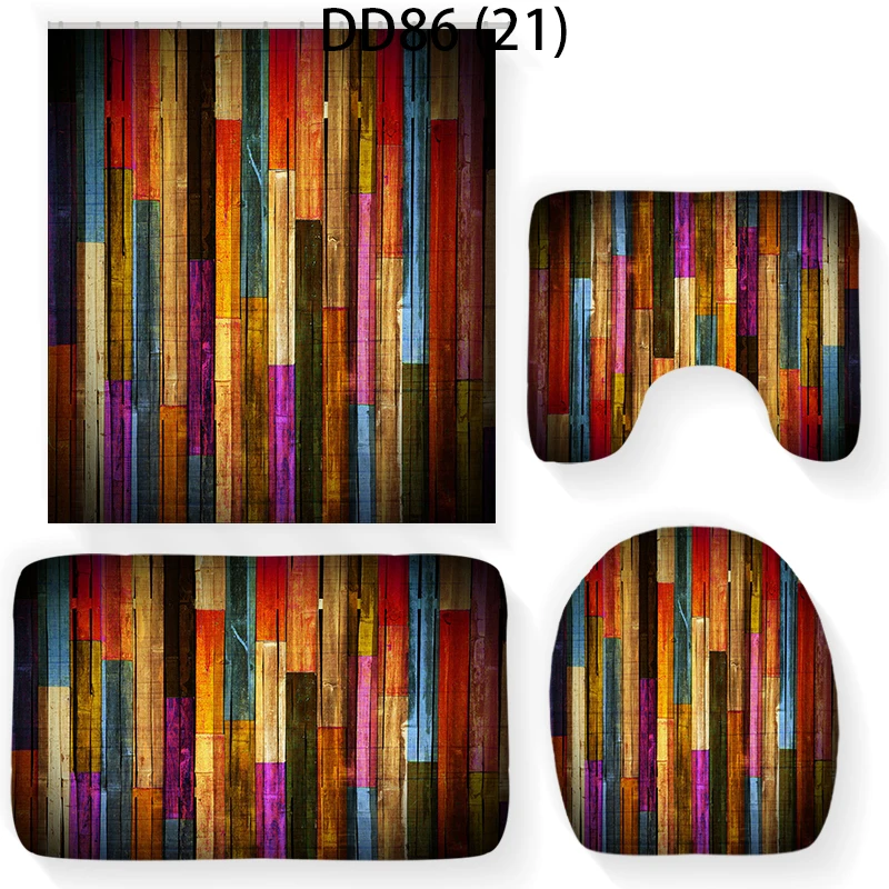 

Занавеска для ванной с крючком, водонепроницаемые Нескользящие коврики в красочную полоску, коврик для ванной комнаты, домашний декор