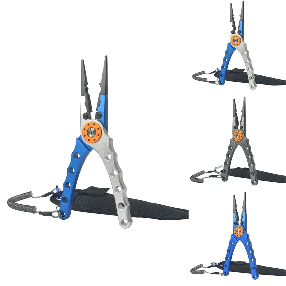 

Fishing Pliers Aluminum Alloy Fishing Tools Multifunctional Hook Remover Spring-loaded Handle Open-loop Crimp Sleeve And Lead