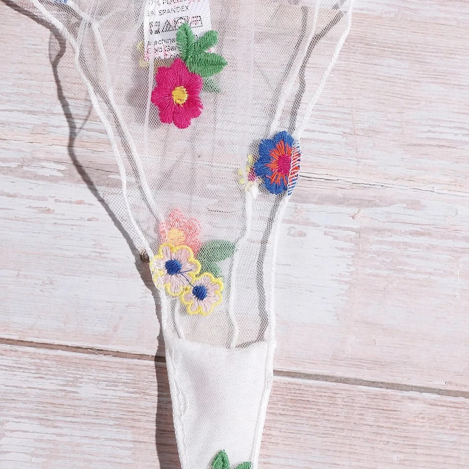 

Bra Set Flowers Embroidery Tops G-String Thong Sleepwear Transparent Underwear Women Lingerie Underpants Underwear Female